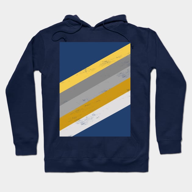 Mustard, Ochre, Yellow, Grey and Blue Stripes Hoodie by OneThreeSix